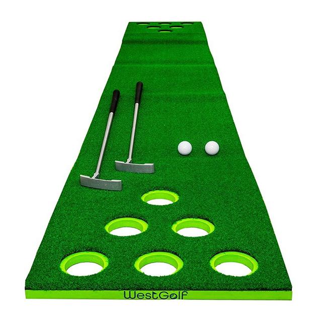 West Golf: Complete Golf Game | Golf Mat | The Ultimate Portable Golf Pong Putting Game Set | Play Golf Pong Game Anywhere | Includes 2 Putters, 2 Balls, 12 Hole Covers