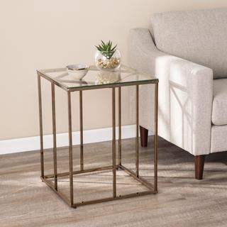 Nicholance Contemporary End Table with Glass Top