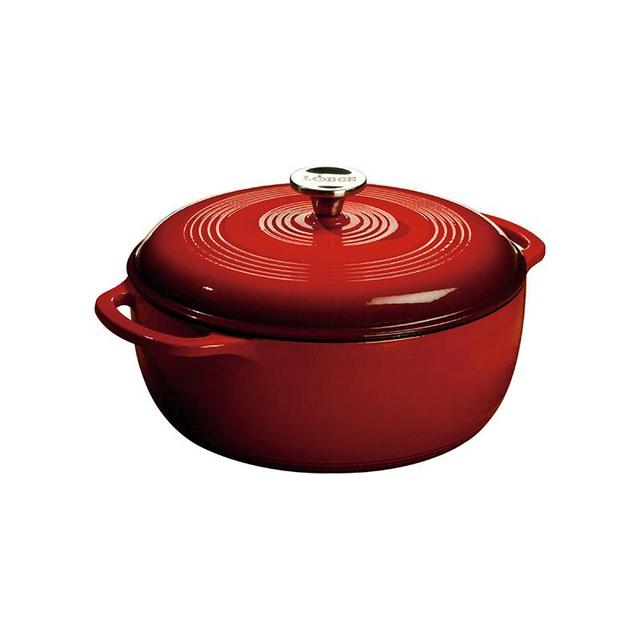 6 Quart Red Enameled Cast Iron Dutch Oven