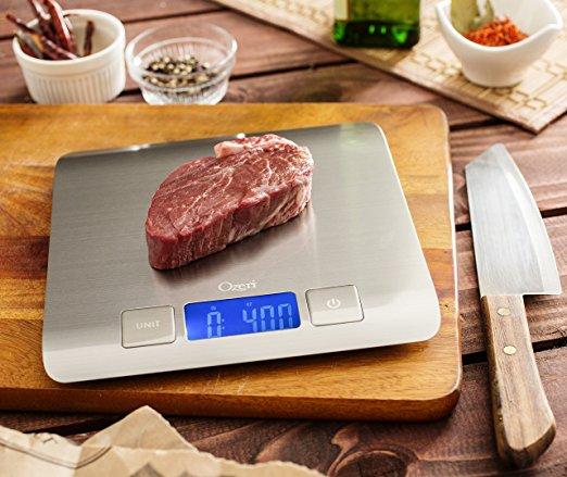 Zenith Digital Kitchen Scale by Ozeri, in Refined Stainless Steel with Fingerprint Resistant Coating