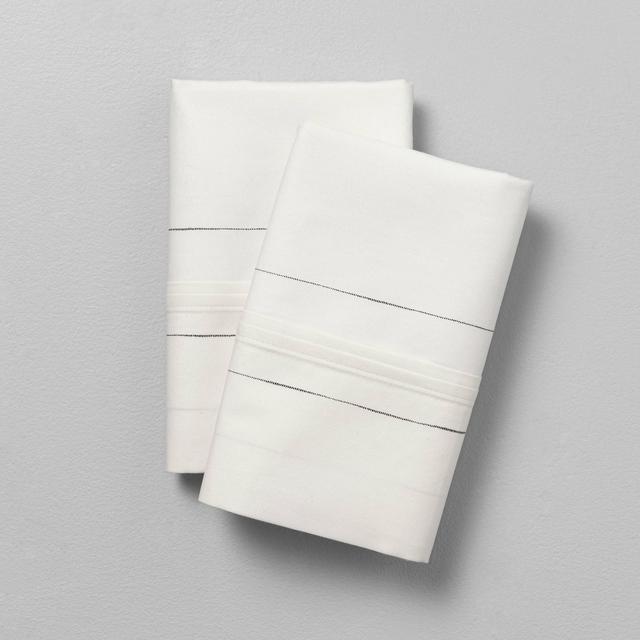 King Thin Stripe Organic Cotton Pillowcase Railroad Gray / Sour Cream - Hearth & Hand™ with Magnolia