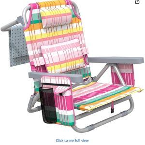 ZENPETIO Beach Chair, Camping Chair for Adults, Reclining Backpack Chair for Pool, Beach, Camping, Outdoors