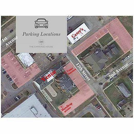 Parking lots highlighted in red are free to wedding guests