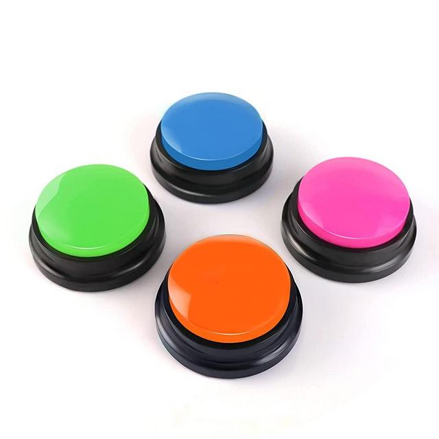 Voice Recording Button, Dog Buttons for Communication Pet Training Buzzer, 30 Second Record & Playback, Funny Gift for Study Office Home 4 Packs (Rose Red + Dark Blue + Green + Orange)