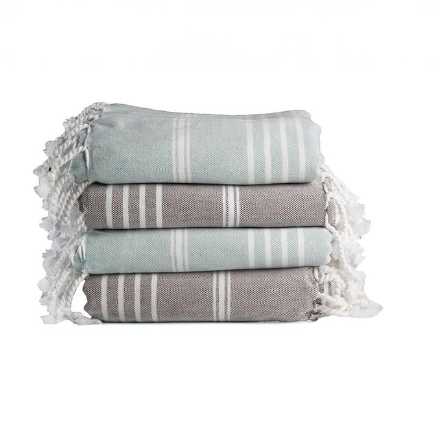 Salt Earth 100% Turkish Cotton Sateen Weave Oeko-TEX Certified Beach Towel, Set of 4 – 36" x 72" Large Bath Towels, Quick Dry, Lightweight for Bathroom, Beach, Gym & Shower (Blue Green)