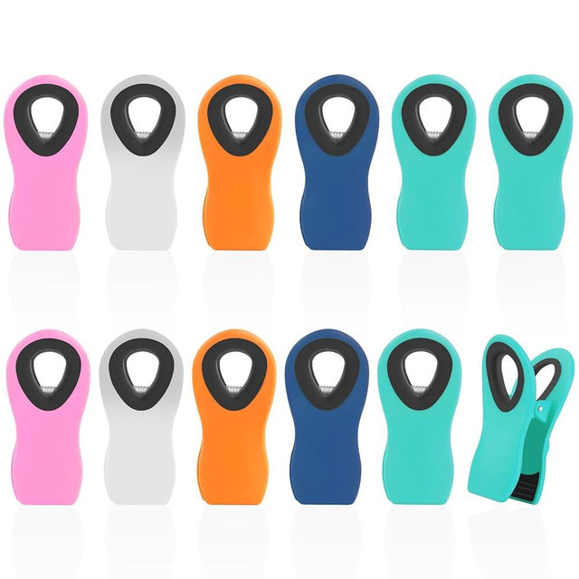 VNDUEEY 12 Pack Magnetic Chip Clips, Bag Clips Food Bag Clips for Food Packages, Kitchen Clips with Magnet for Refrigerator, Plastic Multi-Colors Bag Clips for Food Storage