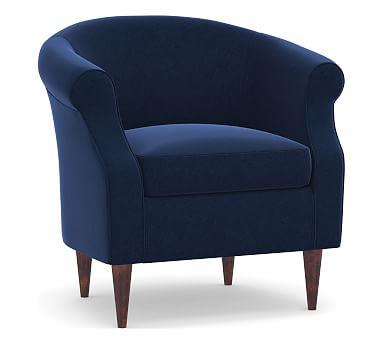 SoMa Lyndon Upholstered Armchair, Polyester Wrapped Cushions, Performance Everydayvelvet™ Navy