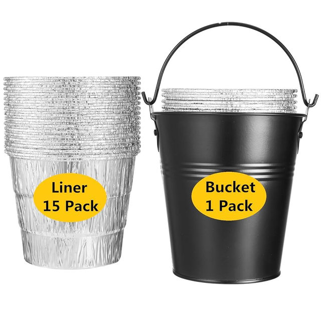 HDW152 Grease Bucket with 15 Pack BAC407 Grease Bucket Liner for Traeger Grills,Drip Liner Drip Pan for Traeger Pro Series 575/780, 20/22/34, Ironwood 650/885 Grills,Pit Boss Pellet Grill Smoker