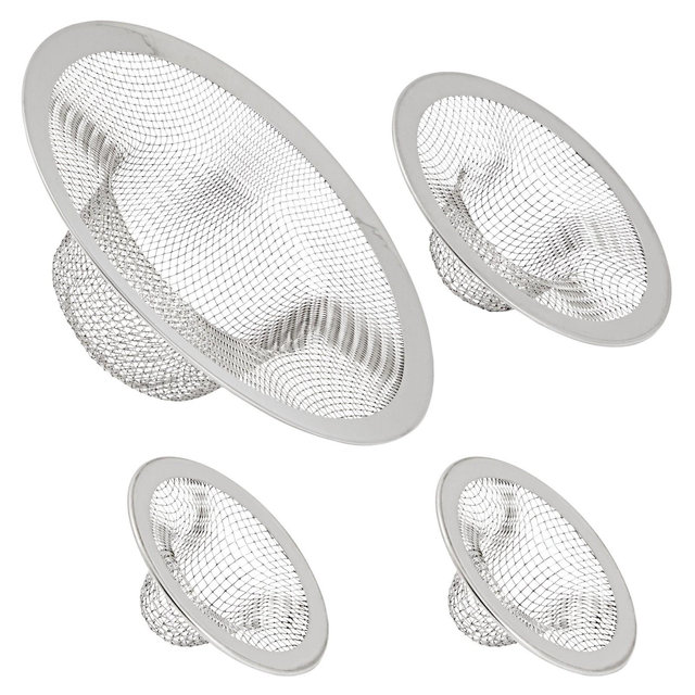 Juvale Juvale 4-Pack Stainless Steel Kitchen Sink Drain Strainer, Mesh Screen Drainer and Hair Catcher