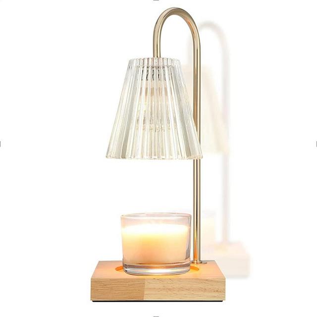 luzdiosa Candle Warmer Lamp with 2 Bulbs Vintage Top-Down Candle Warmer for Scented Wax Melts Dimmable Candle Melter Compatible with Yankee Candle Medium Jar and 3-Wick Candle (Clear)