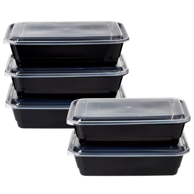 5pk One Compartment Meal Prep Food Storage Container Set: BPA-Free, Dishwasher-Safe, Plastic, 5 Containers with Lids