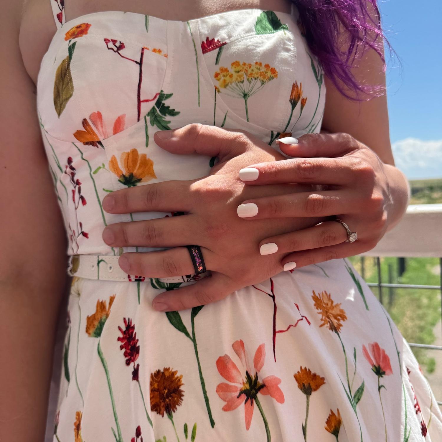 Grace has two rings, her second one matches Brock’s so she can wear that with gloves on in the lab.
