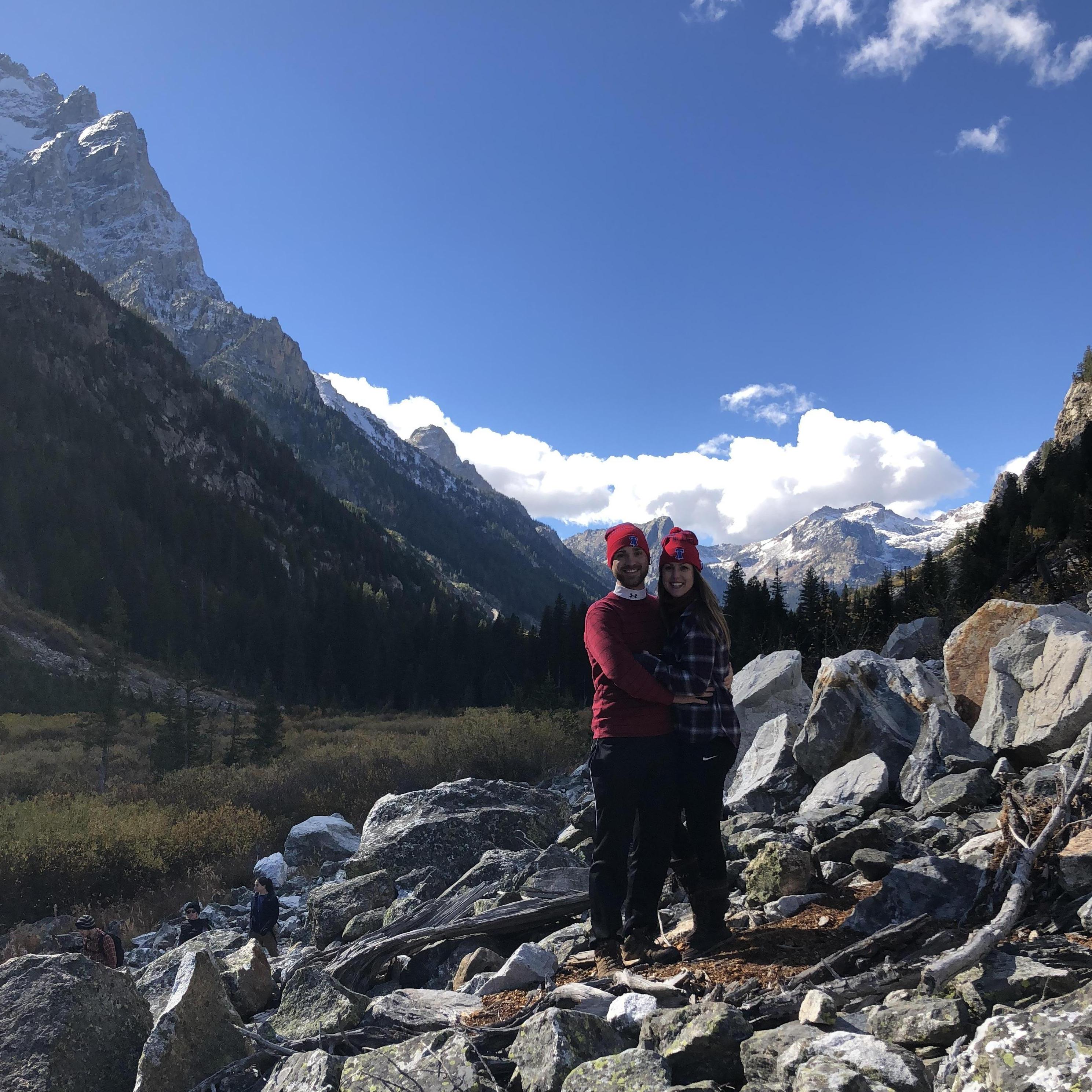 Fall trip to Yellowstone and the Grand Tetons. A view from the canyon after hiking between the Teton peaks.