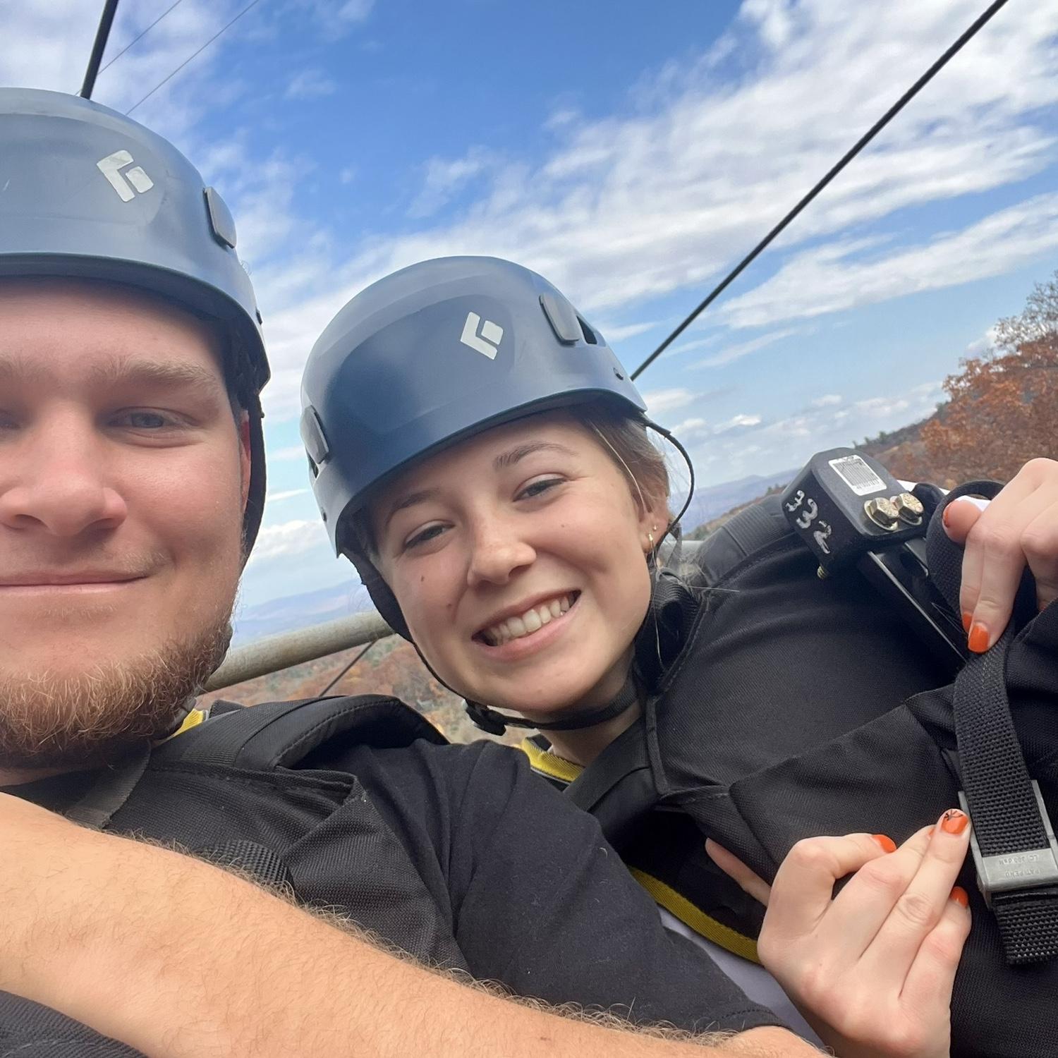 Zip lining for our 7 year anniversary, 2022