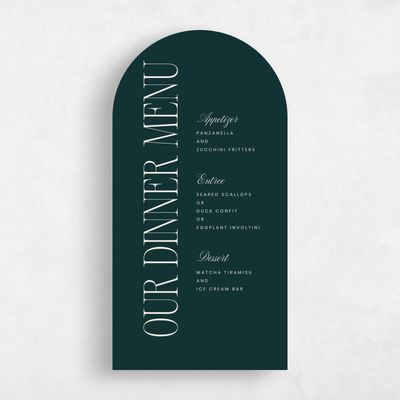 Green Arch Wedding Menu - Thisbe