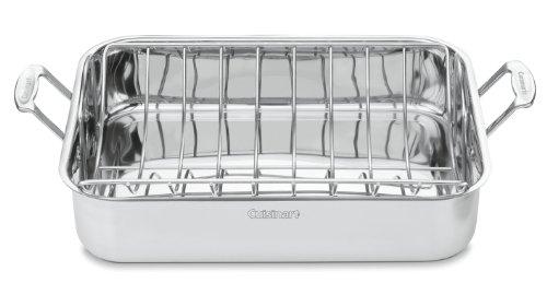 Cuisinart Chef's Classic Stainless 16-Inch Rectangular Roaster with Rack, Roaster Rack