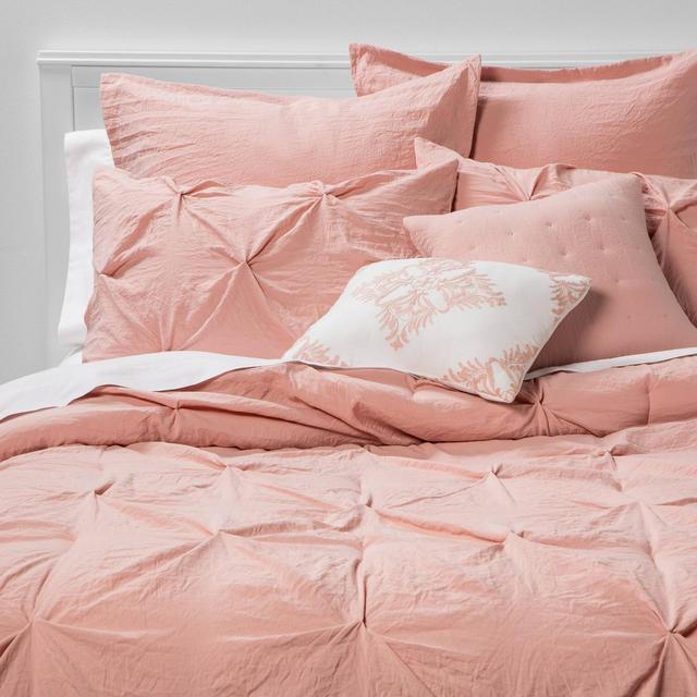 Queen 8pc Montvale Pinch Pleat Comforter Set Blush - Threshold™