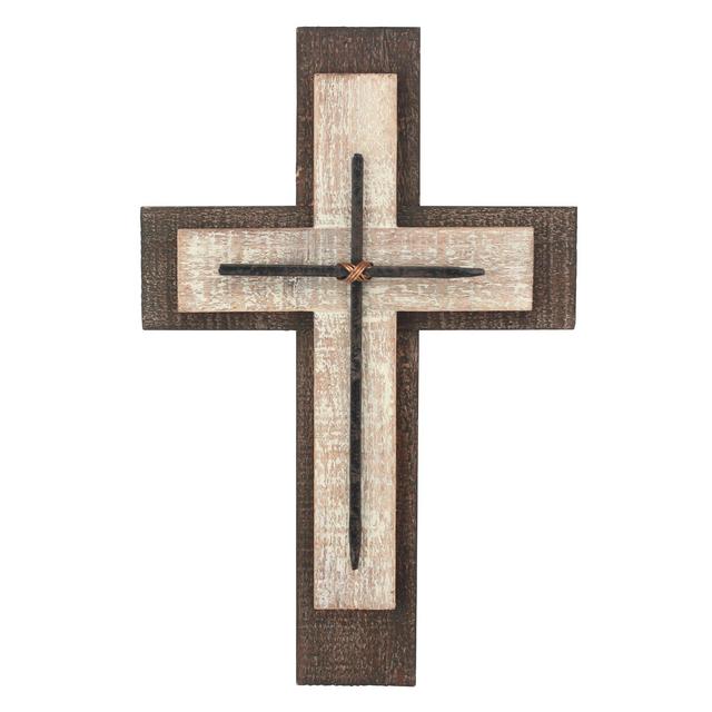 Stonebriar Worn White and Brown Cross