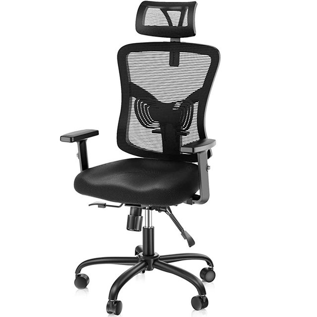 NOBLEWELL Ergonomic Office Chair High Back Mesh Computer Chair with Lumbar Support Adjustable Armrest, Backrest and Headrest