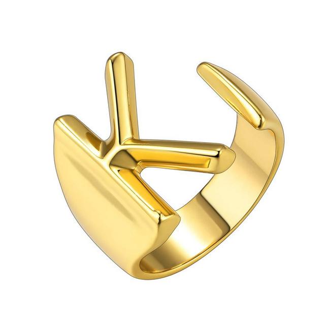Keystyle GoldChic Jewelry Personalized Gold Bold Initial Letter Open Ring Adjustable, Women Statement Rings Party, Women’s Signet Ring