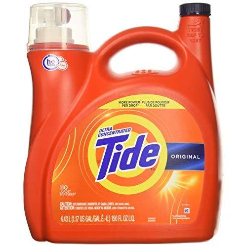 Tide Original 037000777335 High Efficiency Laundry Detergent 150 Oz / 4.43L Mega Value Size -110 Loads (2x Ultra Concentrated) More Power Per Drop