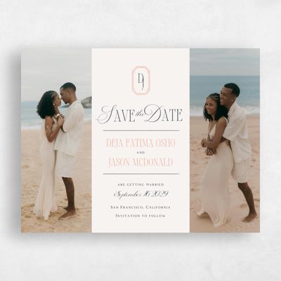 Tawny Peach, Orange Wedding Save the Date - Sage Multiphoto