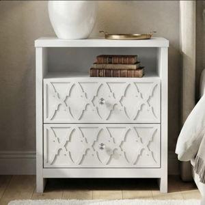 White Patterned Nightstand