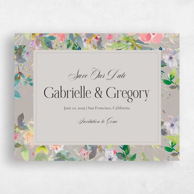 Greige, Grey Wedding Save the Date - Addison Landscape