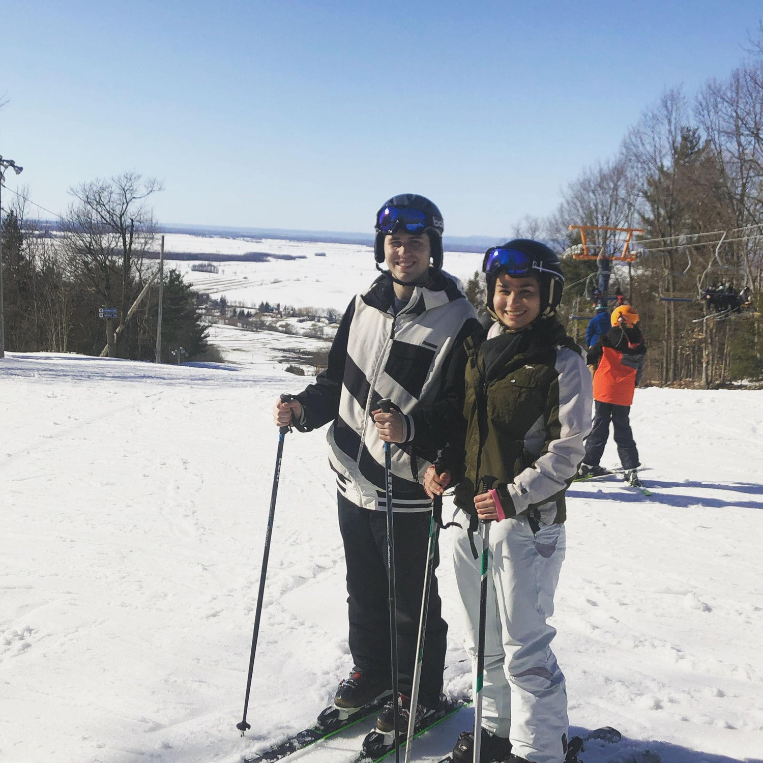 March 2021 - Cam patiently teaching Charlotte how to ski ...
