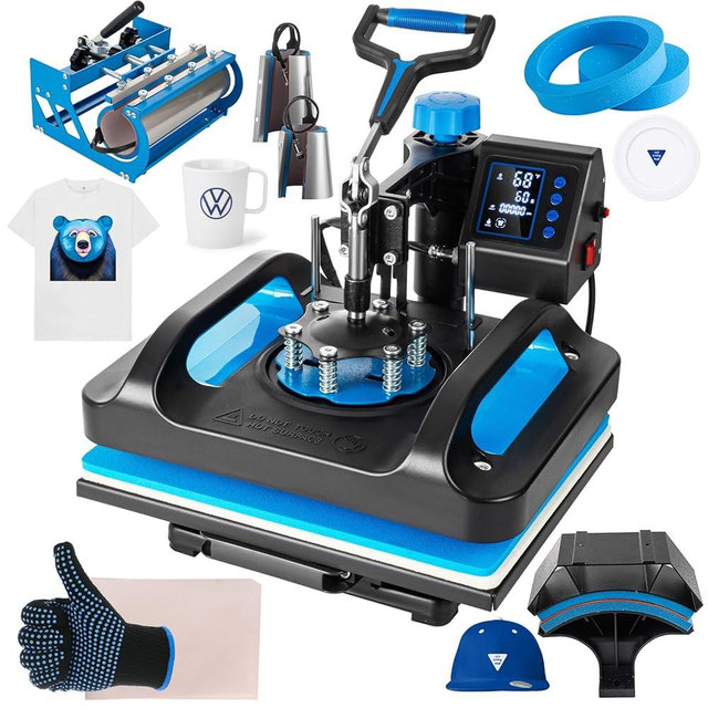 Topdeep Pro Heat Press 15x12 Inch, 8 in 1 Heat Press Machine with 30 OZ Tumbler Press, Swing Away T Shirt Pressing Machine, Combo Tumbler Heat Press Machine Sublimation for T-Shirt Hat Cap Mug Plate