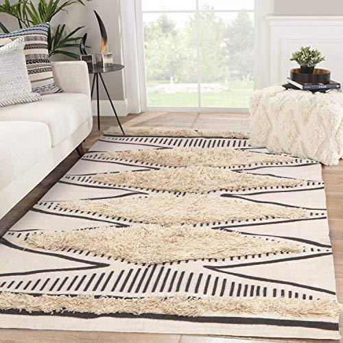 Cotton Area Rug, KIMODE Hand Chic Diamond Print Tassels Throw Rugs Door Mat Indoor Area Rugs for Bathroom,Bedroom,Living Room,Laundry Room (4' x 6', Tufted Diamond)