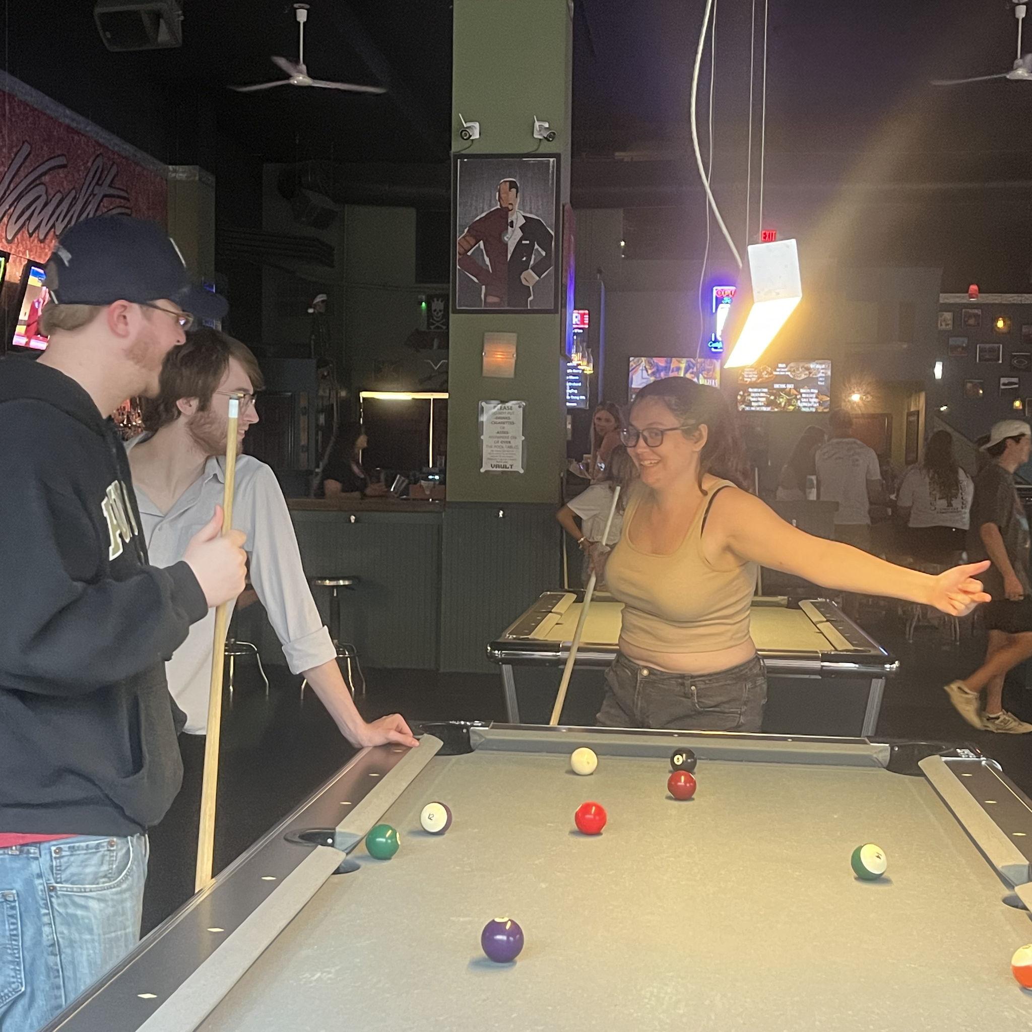 new years, showing everyone how much izzy rocks at pool