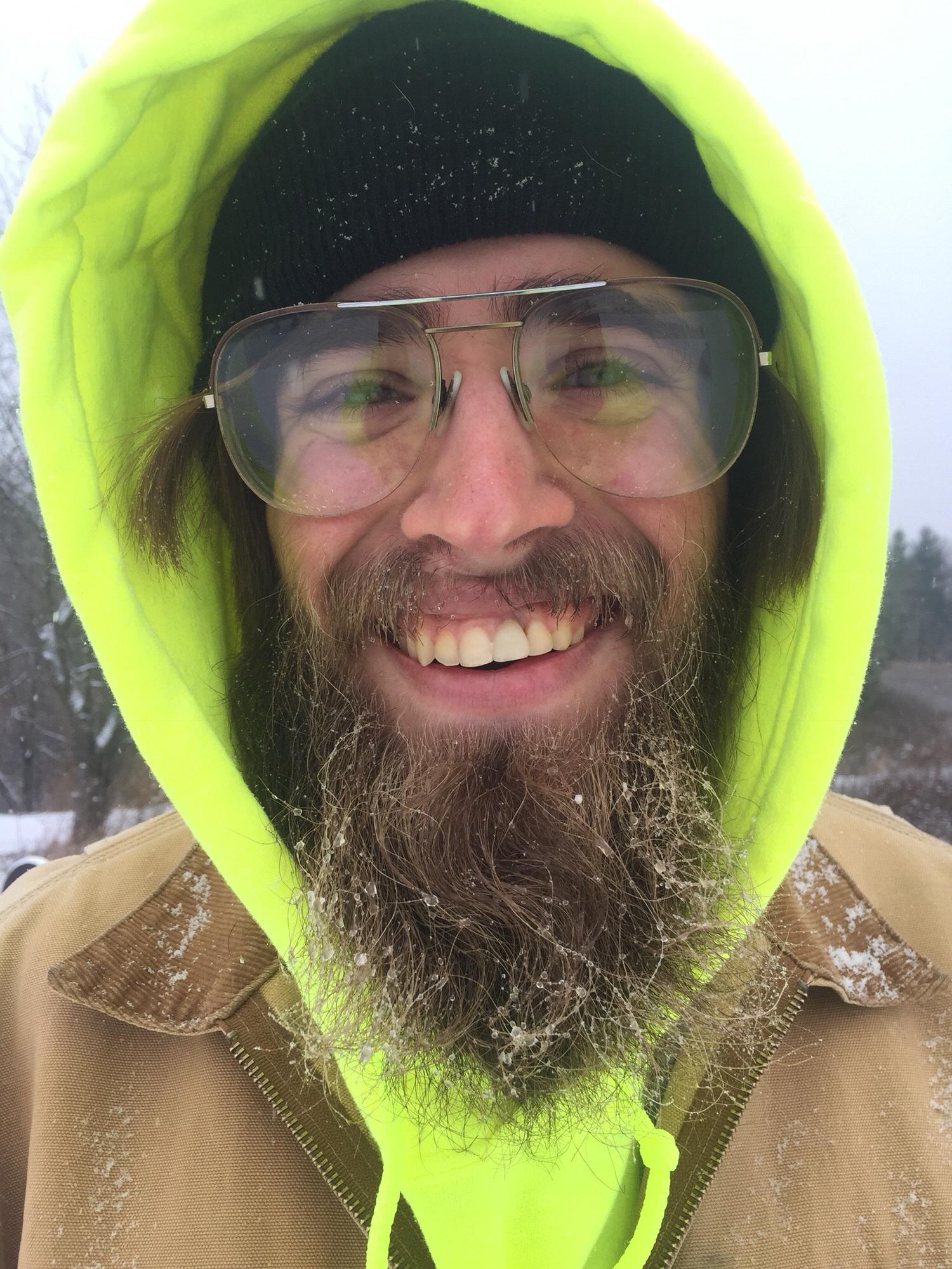 “Do I have icicles in my beard?!” Kevins first real snow. 2017