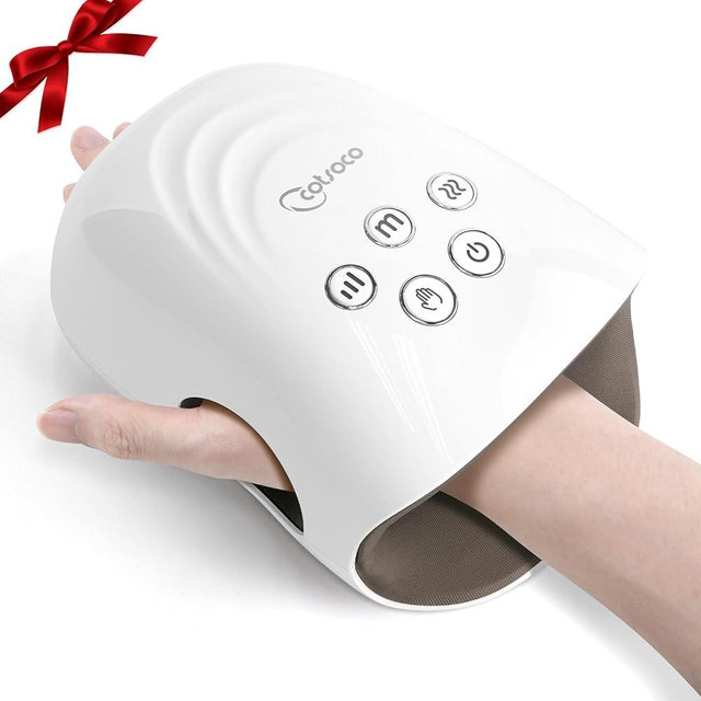 cotsoco Cordless Hand Massager with Heat and Compression for Arthritis and Carpal Tunnel, Birthday Gifts for Women Mom Men,White, Gift for Christmas & Thanksgiving Day