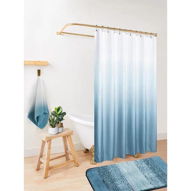 Smoke Blue Shower Curtain,Soothing Grey/Gray ish Light Blue Shower Curtains for Bathroom,No Need Liner with Hooks Set,72 Inch Long