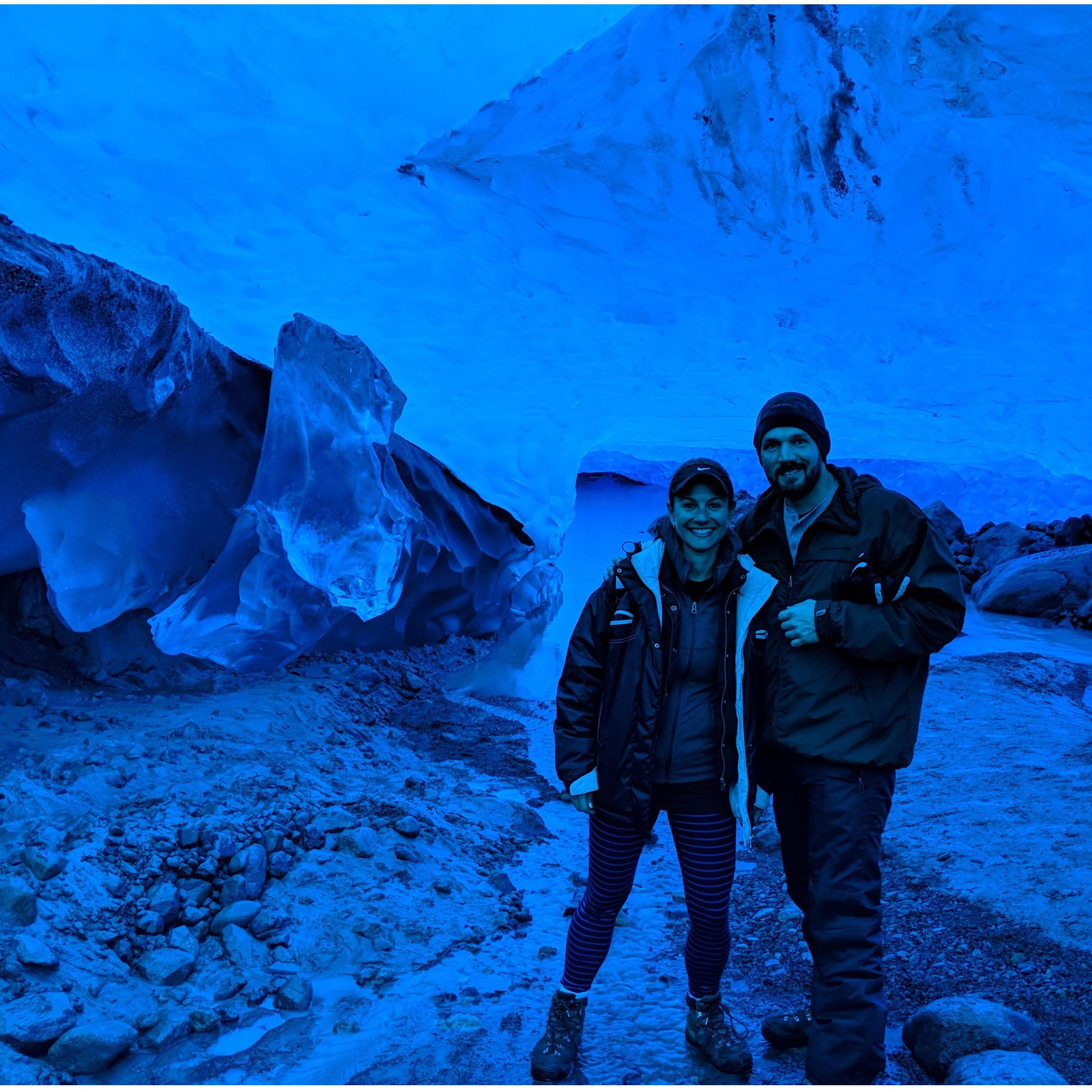 Not a filter - real color inside a glacier cave in the Perrito Moreno Glacier in Argentina