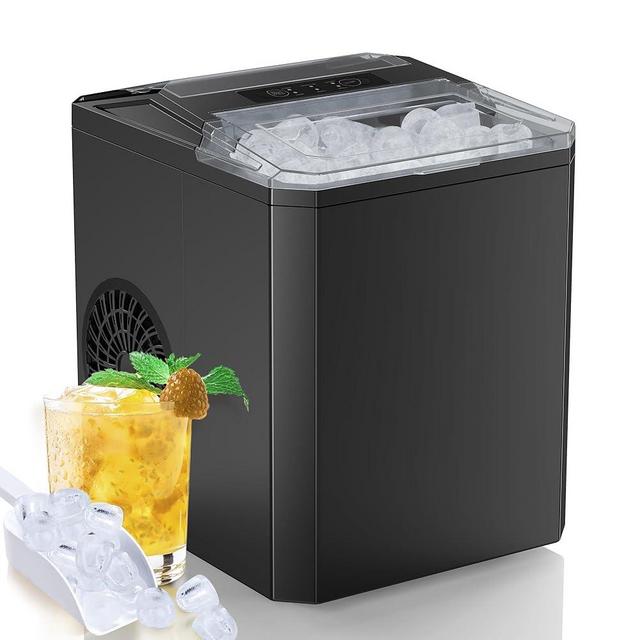 SMUG Countertop Ice Maker, 9 Cubes in 6 Mins, 26lbs in 24Hrs, 2 Sizes of Bullet Ice, Auto-Cleaning, Portable Ice Machine with Handle, Basket and Scoop for Home Kitchen, Party, Camping(Classic Black)