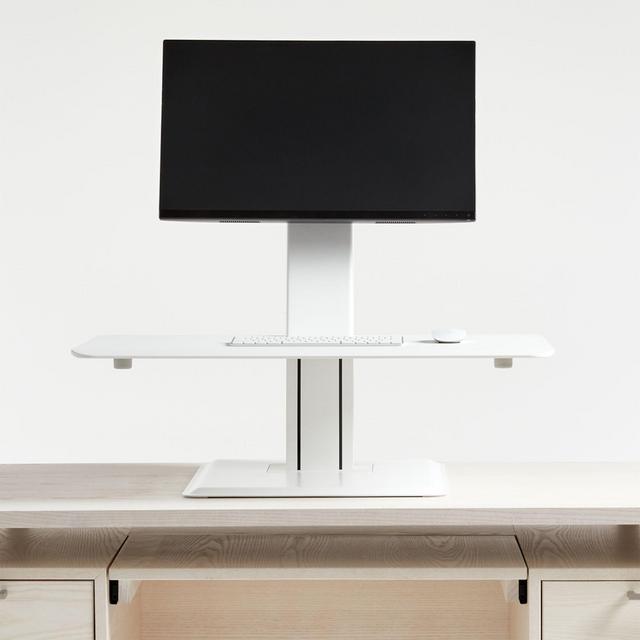 Humanscale ® White Single Monitor Quickstand Eco Standing Desk Converter
