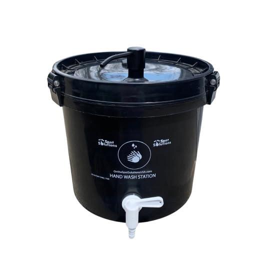 On The Spot Solutions Portable Hand Washing Station -Compact Design with Soap Dispenser - Portable Hand Wash Station for Outdoor, Events, Sports, Travel, Beach and Construction Use (Black 2.5 Gallon)
