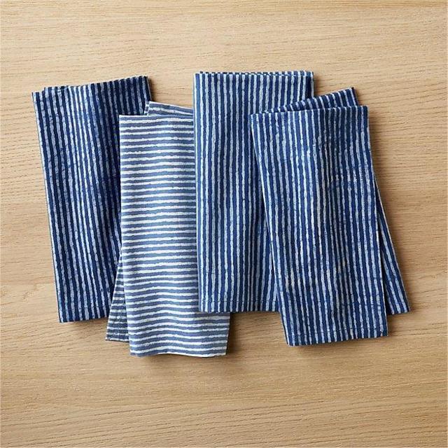 set of 4 indigo stripe napkins