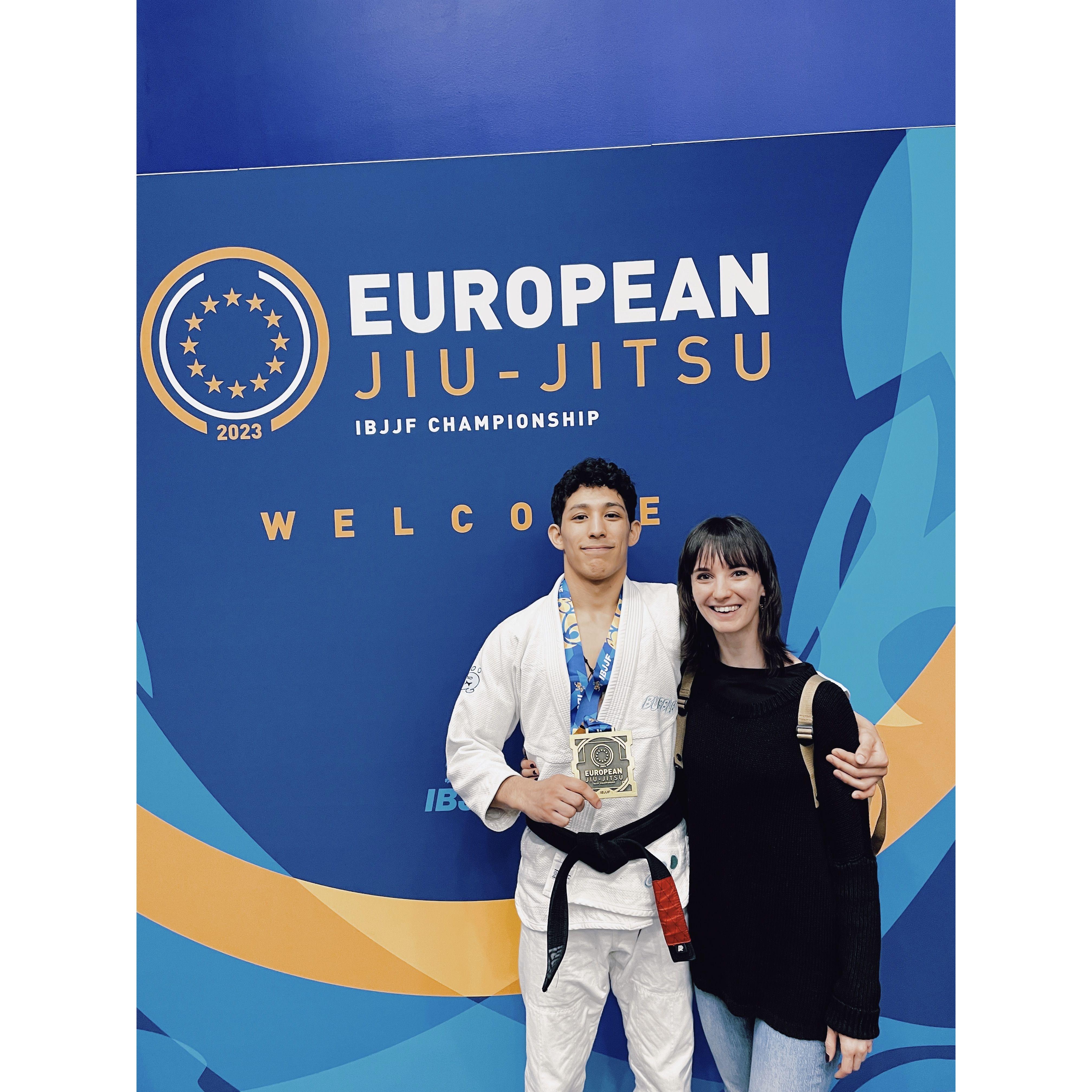 The reason we went to France in the first place! Ty won bronze at the 2023 European Open, his first majors medal at black belt.