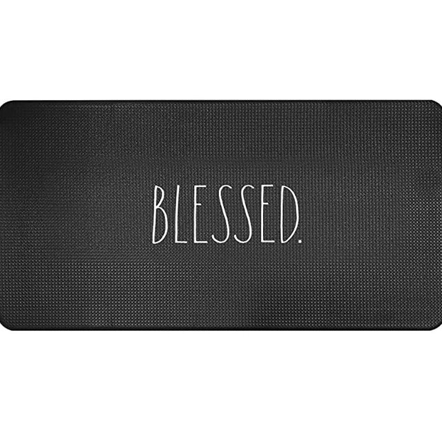Rae Dunn Anti Fatigue Mat for Standing ‘Blessed’ - 20 Inch x 30 Inch - Cushion Foam Rubber Kitchen Mat for Floor - Non Skid Non Slip Pad for Back Pain, Knee Support, Foot Comfort