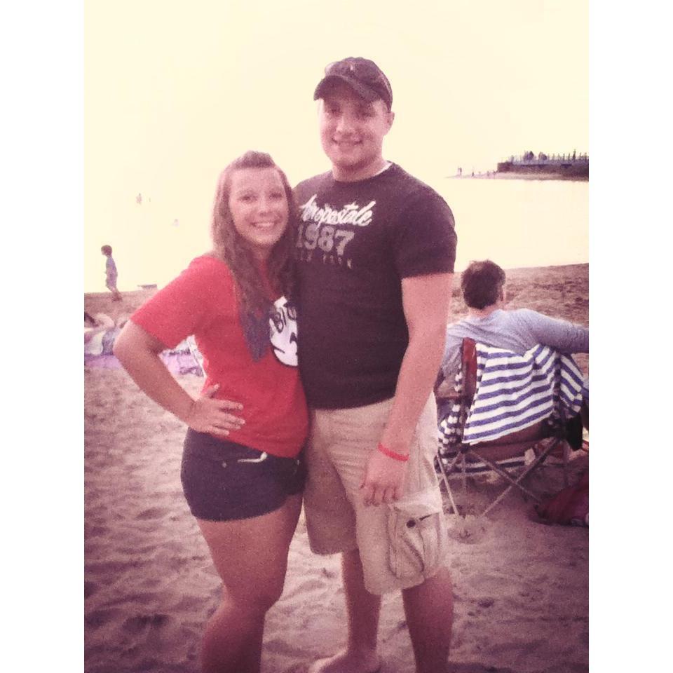 Our first picture together, July 4th 2013 
Arriving at the beach in Port Austin to watch the fireworks