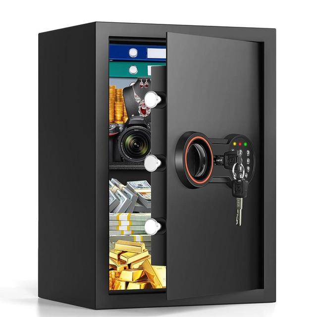 2.5 Cub Large Home Safe Fireproof Waterproof, Anti-theft Fireproof Safe Box with Programmable Keypad, Spare Keys and Removable Shelf, Digital Security Safe for Home Money Firearm Documents Medicines