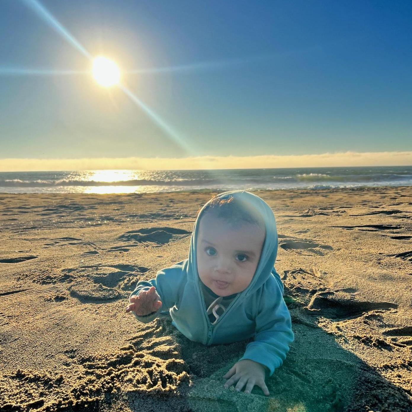 First beach trip for Cam!  Half Moon Bay, CA