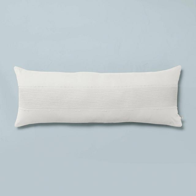 16" x 42" Slub Center Stripe Oversized Lumbar Bed Pillow Sour Cream - Hearth & Hand™ with Magnolia