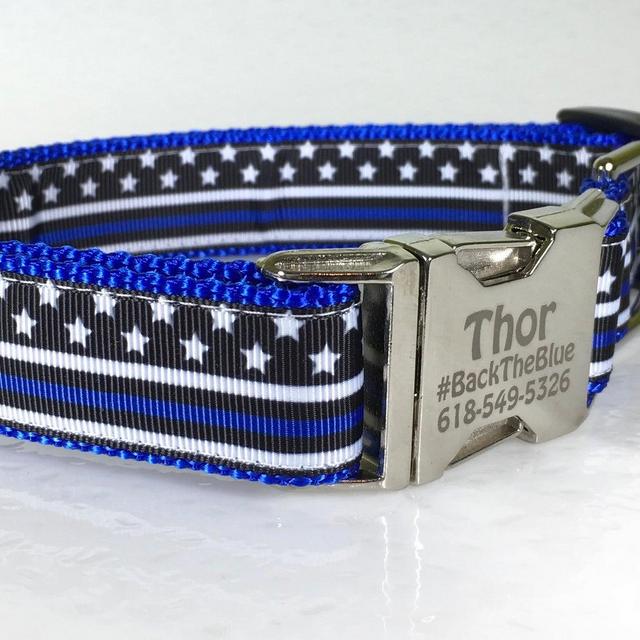 K9 Police Dog Collar/First Responder Dog Collar/Thin Blue Line/Back the Blue Collar/Unisex/K9 Unit Collar/Ships Fast/Free Shipping Eligible