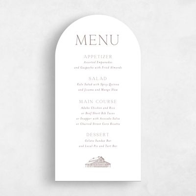 White Arch Wedding Menu - Heritage Barn