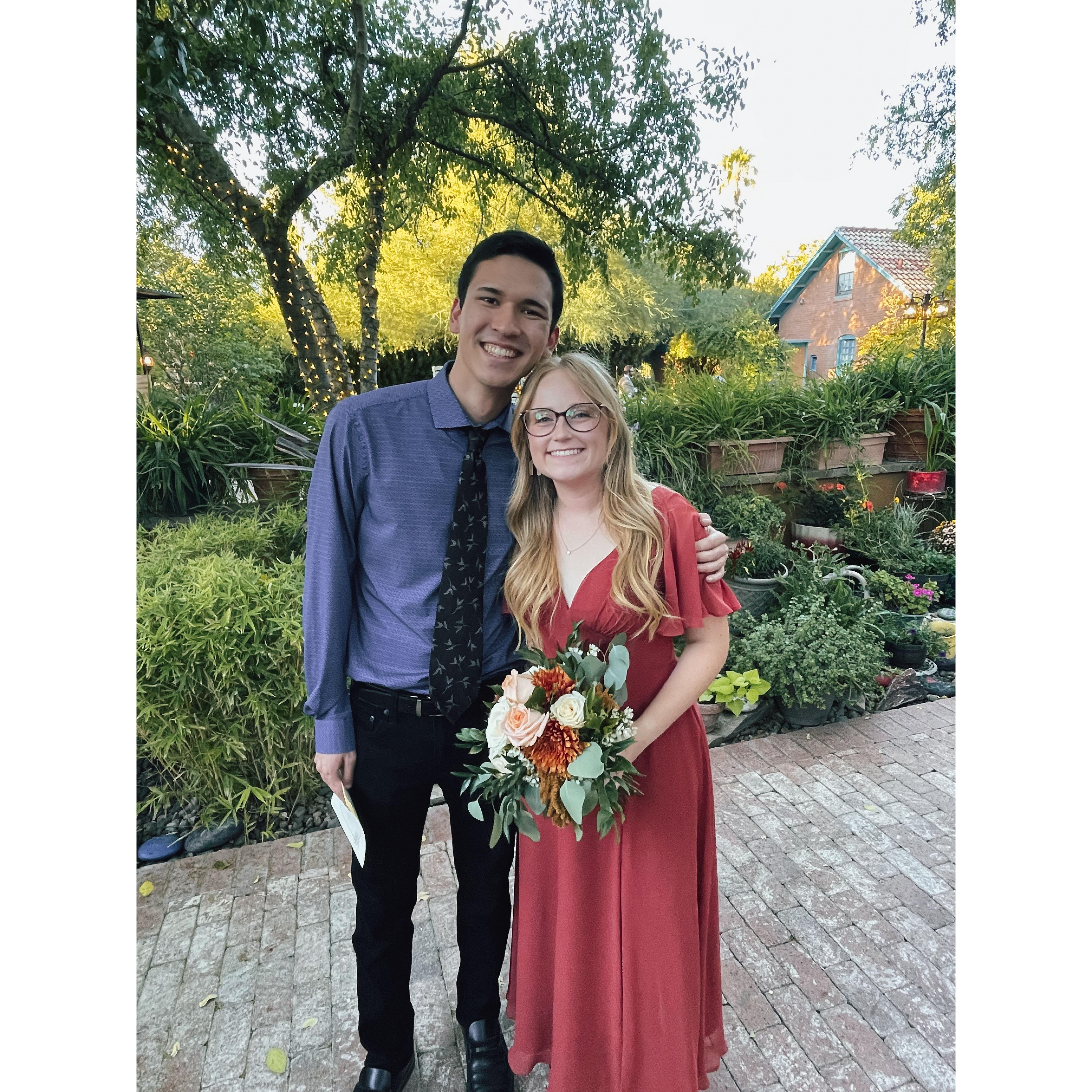 First time as wedding dates at Johnny and Izzy's wedding!