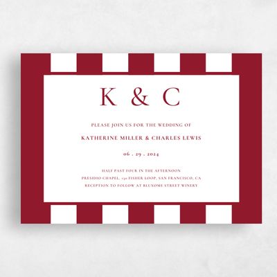 Burgundy, Red Wedding Invitation - Potter Landscape